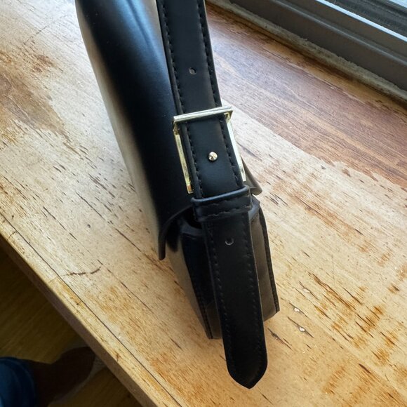 NWOT ZARA Small Vegan Leather Black Shoulder Bag Adjustable Strap - Picture 6 of 8